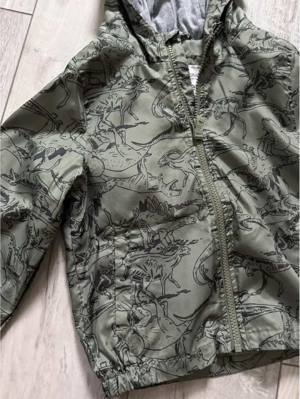 Carter's Olive Green Dinosaur Full Zip Hooded Windbreaker size 4T